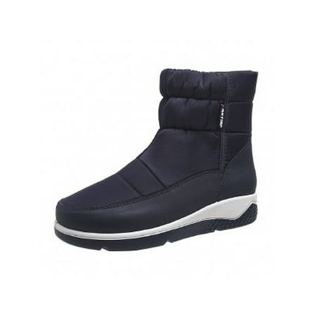 

Lacyhop Womens Outdoor Wear Resistant Snow Boots Plush Lining Booties Non-skid Thick Fleece Ankle Boot Dark Blue 5