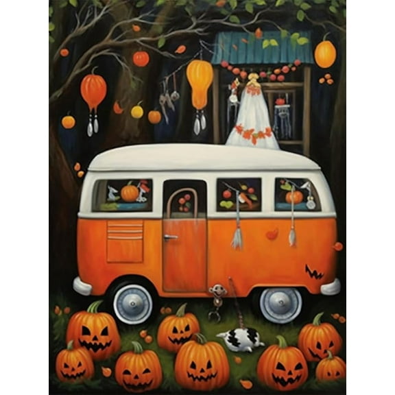 Jigsaw Puzzles for Adults 500 Pieces Halloween Ghost Bus Haunted House Party Puzzle, Home Decoratio Wall Art Gift