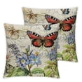 thumbnail image 2 of Acheng Farmhouse Pillow Covers Set of 2 Spring Summer Throw Pillow Covers Flower Butterfly Bird Decorative Pillowcases for Sofa Couch Living Room Outdoor White, 2 of 6