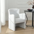 thumbnail image 5 of 24" Wide Modern Dining Chair Performance Fabric Upholstered Dining Armchair for Kitchen Dining Room Living Room (Ivory), 5 of 11