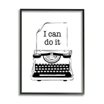 Stupell Industries I Can Do It Typewriter Typography Painting Black Framed Art Print Wall Art, 11 x 14