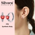 thumbnail image 3 of Silvora Sterling Silver Birthstone Hoop Earrings for Women Celtic Knot Created Diamond Dainty Earring Birthday Christmas Valentines Jewelry Gift, July, 3 of 9