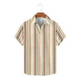 thumbnail image 2 of snilers Bowling Shirt for Men Stripes Short Sleeve Button Up Stretchy Hawaiian Shirts Lapel Summer Beach Casual Tops Multicolour, 2 of 5