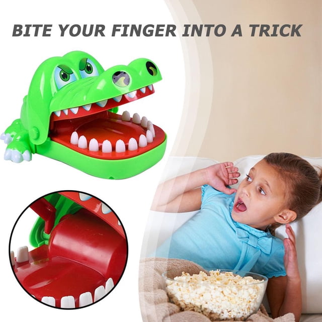 Juego de mordedura de dedo Boca de animal Dentista Regalo divertido Juguete de truco para niños y adultos (A)