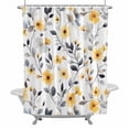 thumbnail image 2 of Country Style Shower Curtain for Bathroom Decor, Yellow Flowers Leaves Floral Waterproof Fabric Shower Curtain, 36"x78" Set with 12 Hooks, 2 of 9