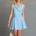 thumbnail image 2 of DYTTDG Women's Sleeveless V-Neck Button-Front Mini Dress | Notch Collar A-Line Casual Work Dress, Summer Dress for Office, 2 of 7