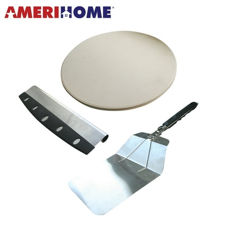 AmeriHome 3 Piece Professional Style Home Pizza Stone Oven Set