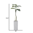 thumbnail image 4 of 74.6'' Artificial Monstera tree in a Square beige fiberstone planter perfect for indoor and outdoor use, 4 of 5