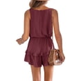 thumbnail image 2 of Langwyqu Womens Ruffle Layered Shorts Jumpsuit V Neck Beach Tank Rompers, 2 of 5