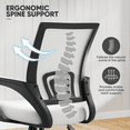thumbnail image 5 of Monibloom 1PC Mesh Office Chair, Ergonomic Mid Back Computer Desk Chair with 2.8" Thick Seat, Lumbar Support, White, 5 of 9