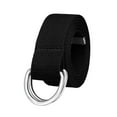 thumbnail image 5 of Yiasten Metal double D-ring Canvas belt, Fashionable Clothing Accessory Unisex, Casual Business Style, Black,51", 5 of 9