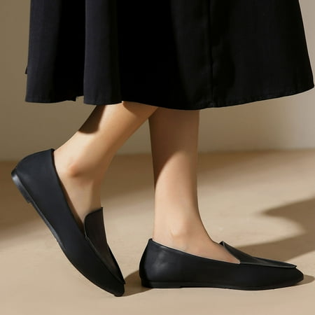 

Cathalem Fashion All Seasons Women Casual Shoes Flat Bottom Pointed Lightweight Casual Dress Shoes for Women with Short Heels Black 6.5