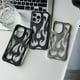 thumbnail image 5 of Funda de teléfono delgada hueca con patrón de llama 3D para iPhone 16, 15, 14, 13, 12, 11 Pro Max, 15, 14, 16 Plus, cubierta suave protectora a prueba de golpes, nueva For iPhone 14 Plating Black|http, 5 of 5