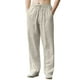thumbnail image 1 of Pantalones informales de lino con cordón para hombre - Cintura elástica, bolsillos laterales - Ligeros y transpirables - Para la playa, el yoga y el verano, 1 of 8