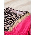 thumbnail image 5 of Kid Girl Long Sleeve shirts and Denim Pants 2Pcs Leopard Splicing Pullover Outfits Set Size 4-7, 5 of 9