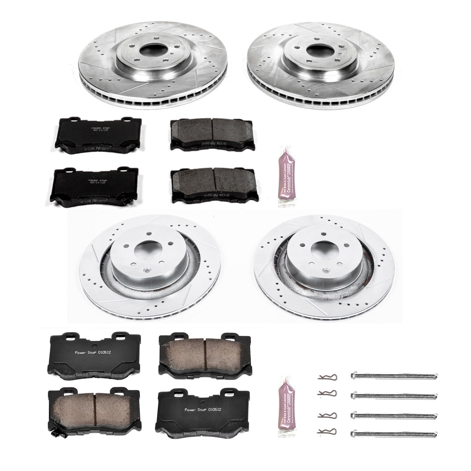 PowerStop Front and Rear Z23 Evolution Sport Carbon-Fiber Ceramic Brake Pad and Drilled & Slotted Rotor Kit Fits: INFINITI NISSAN Select Models K4138