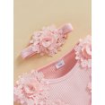 thumbnail image 6 of aturustex Infant Baby Girls One piece Romper Dress 1M 3M 6M 9M 12M Newborn Long Sleeve Crew Neck Jumpsuits Mesh Lace Patchwork Bodysuits and Cute Headr Little Girl Loose Casual Daily Clothes, 6 of 7