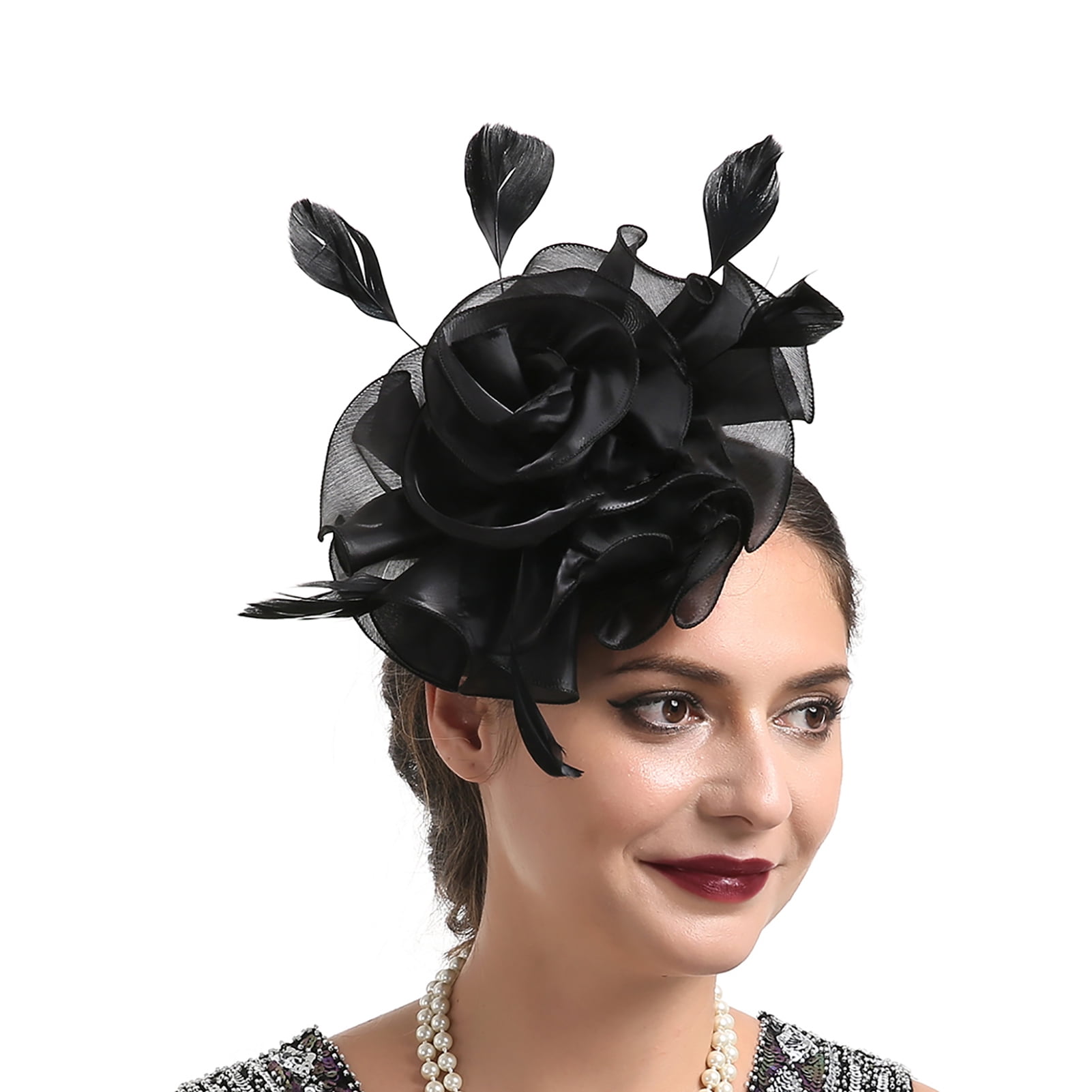 Women Fascinator Hat, Faux Feather Flower Shape Mini Headwear for