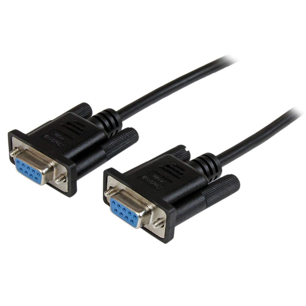 2m Black DB9 RS232 Serial Null Modem Cable F/F DB9
