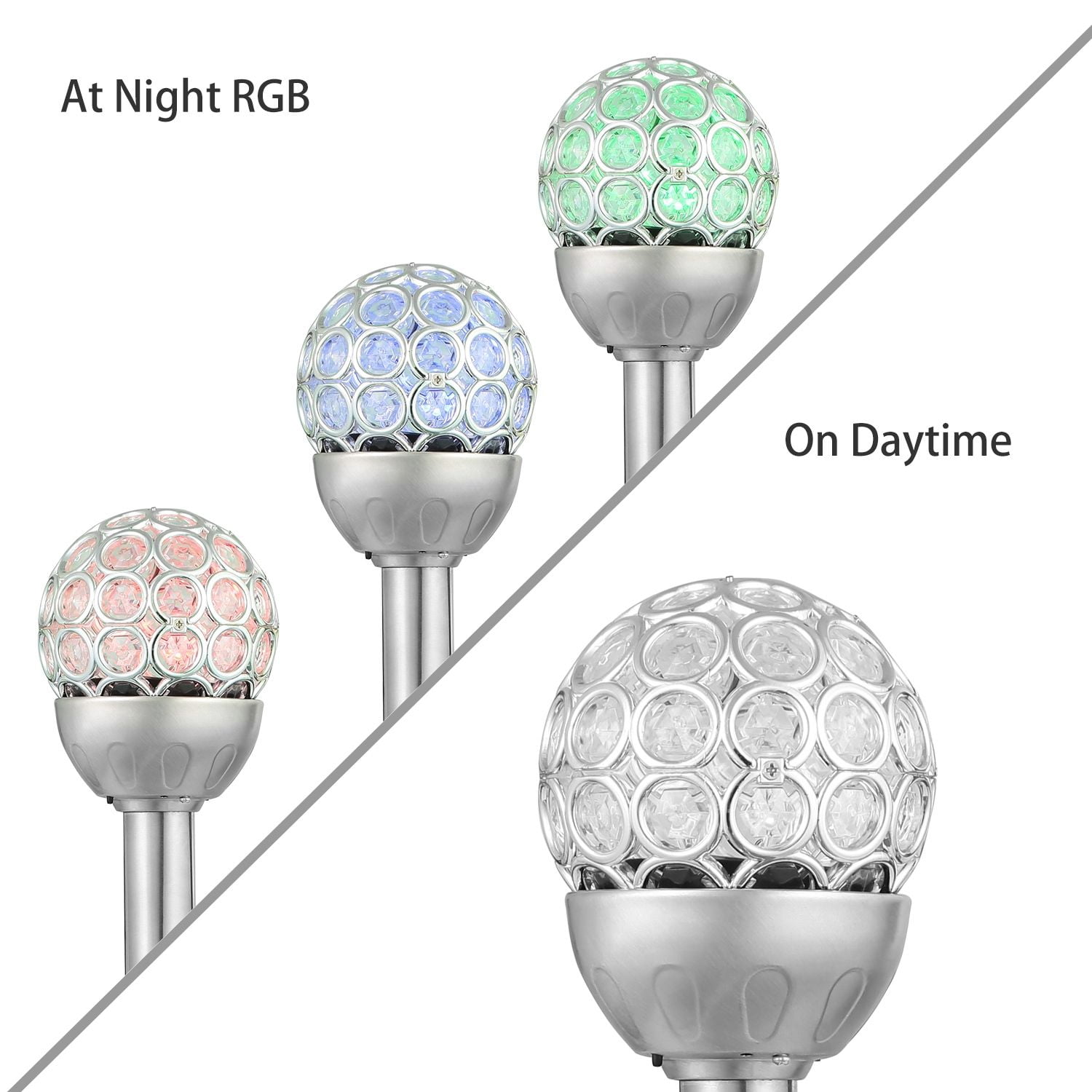 3Pcs Outdoor Solar Lights IP44 Waterproof Ball RGB Light Garden Decor Lamp Landscape Christmas