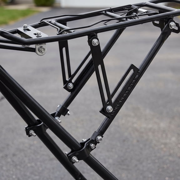 SWETRACE Black Rear Cargo Rack 1-Pack Steel Frame 15.4 x 14.6 Inches Bike Storage Carrier