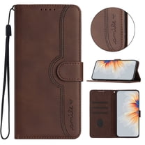 Designed for iPhone 16 Case Wallet, Flip Folio Cover with PU Leather Adjustable Stand Credit Card Holders Slots Wrist Strap Magnetic Closure Phone Case for iPhone 16, Brown