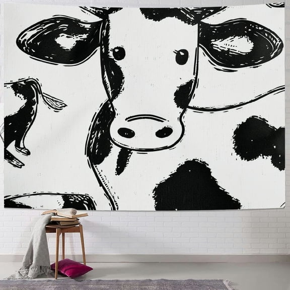 Autua Cow Print Tapestry Wall Hanging Unique Style Graphic Tapestries for Home Decor Living Room Bedroom Apartment Dorm Farmhouse, Soft Lightweight Fabric Various Sizes 40x30inch