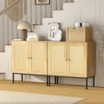 thumbnail image 6 of NEWADARA Set of 2 Wooden Buffet Cabinet with Storage,rattan cabinet, Sideboard Cabinet with Real Rattan Cabinet with Doors, Credenza Cabinet with Steel Legs, Entryway, Living Room,Yellow Oak, 6 of 6