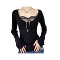 thumbnail image 1 of ITFABS Chandail Moulant pour Femmes, Manches Longues Noires Col Rond, 1 of 6