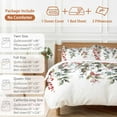 thumbnail image 6 of Christmas Bedding Duvet Cover Set Queen Size 4 Pieces Winter Pine Leaves Pine Cones Red Berries Bedding Set with Zipper Closure, 1 Comforter Cover 90x92 Inches 1 Flat Sheet & 2 Pillow Cases, 6 of 7