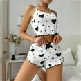 thumbnail image 5 of Womens Pajama Sets 2-Piece Loungewear Short Sleeve V Neck Shirts Homewear Shorts Black, S, 5 of 5