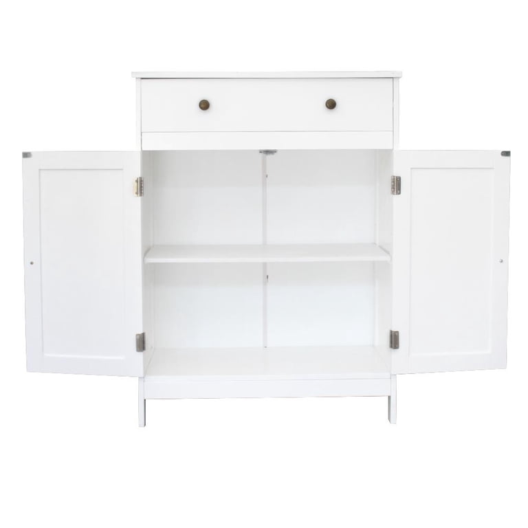Zimtown White Wooden Bathroom Cabinet, Freestanding Storage