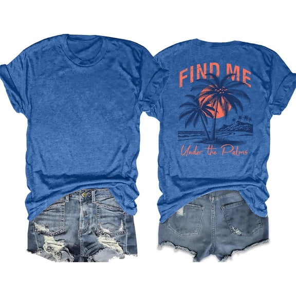 T Shirts for Women Hawaii Print Short Sleeve Vacation Basic Tees 2026 Crew Neck Lightweight Casual Going Out Tops