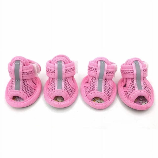 4pc/set Summer Non-slip Breathable Dog Shoes Sandals for Small Dogs Pet Dog Socks Sneakers for Dogs Puppy Blue Cat Shoes Boots ShopWise Round