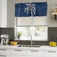 thumbnail image 5 of Coconut Palm Tree Valances for Window 2 Pack, Coastal Tropical Botanical Weathered Blue Window Valance Curtains for Kitchen, Rod Pocket Short Curtains for Bathroom Bedroom Decor, 42" x 18", 5 of 9