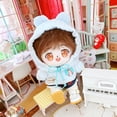 thumbnail image 2 of Niannyyhouse Muñeco de peluche de 20 cm, sudadera con capucha a cuadros, pantalones vaqueros, ropa de muñeco de peluche Kpop de 8 pulgadas (azul), 2 of 5
