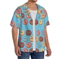 thumbnail image 2 of Pofeuu Cute Donut Print Mens Casual Short Sleeve Shirts Beach Summer Spread Collar Pocket Tops Men's Casual Short-sleeved Shirt-Small, 2 of 5