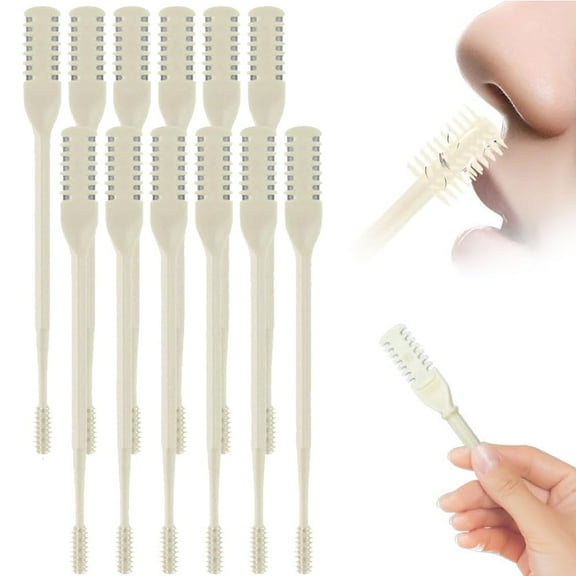 12 Pcs Nose Hair Trimmer for Men Women - 2-in-1 Nasal Cutter Upgrade Double Sided Nose Knife, 360 Nostril Hair Remover Tool, Trimmer for Men, Women, Soft Cleaning Brush