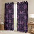 thumbnail image 2 of Feelyou Purple Romantic Rose Black Out Curtains, Damask Curtains Pack of 2 (42x63 Each), 2 of 6
