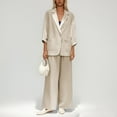 thumbnail image 2 of Women's Linen Suit Set Casual Comfortable Loose Fit Trousers Outfit for Daily Wear Spring Summer Fall Winter, 2 of 2