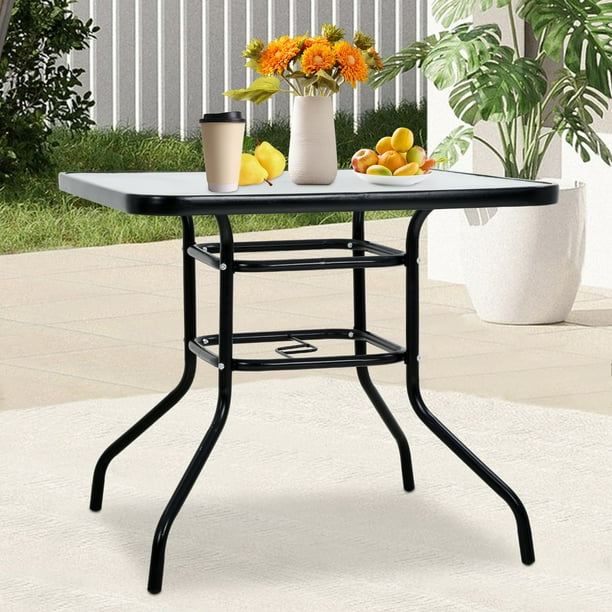 Square Patio Tables, Steel Dining Bistro Table Furniture with Frame