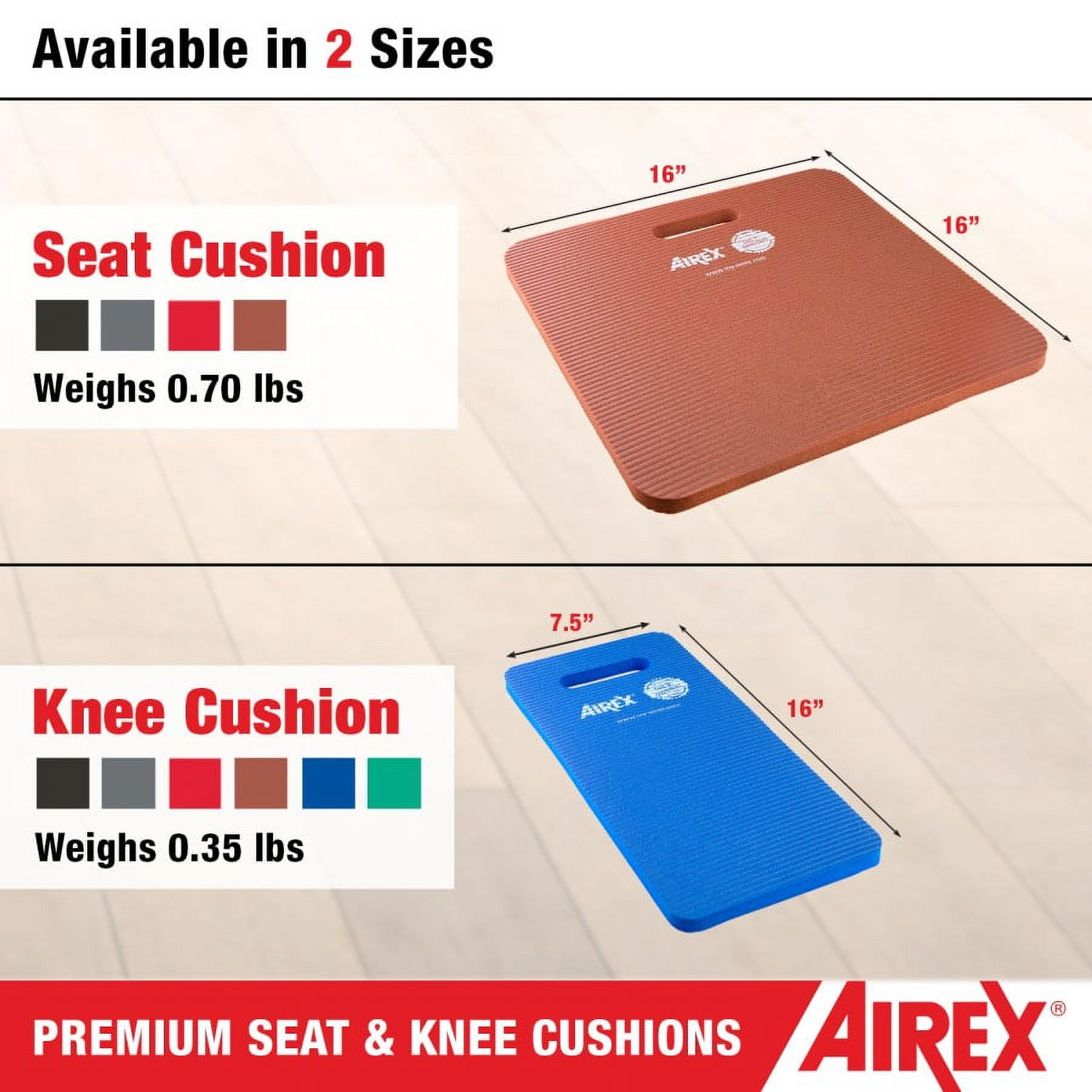 AIREX Premium Seat and Knee Cushion -Versatile Comfortable Knee or Seat Pad for Yoga, Pilates, Exercising, Gardening, Seating, Work 16" x 16", Red