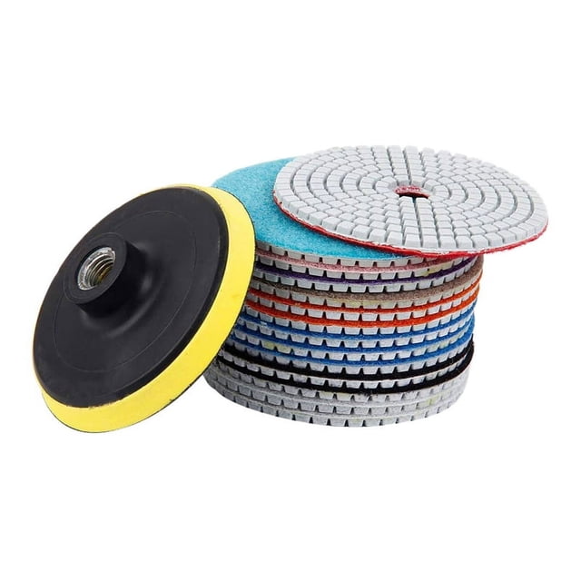 Juego de Almohadillas Pulido Diamante 15 Piezas 4 Pulgadas 100 Mm HúMedo / Seco para Piedra Granito, Discos MáRmol y HormigóN