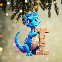 Dmlowu 26 Letter Christmas Tree Ornaments - Christmas Dragon Ornaments for Xmas Tree, Lightweight Sturdy Christmas Decorations Pendant for Holiday Party, DIY Hanging Decor Dragon, Blue