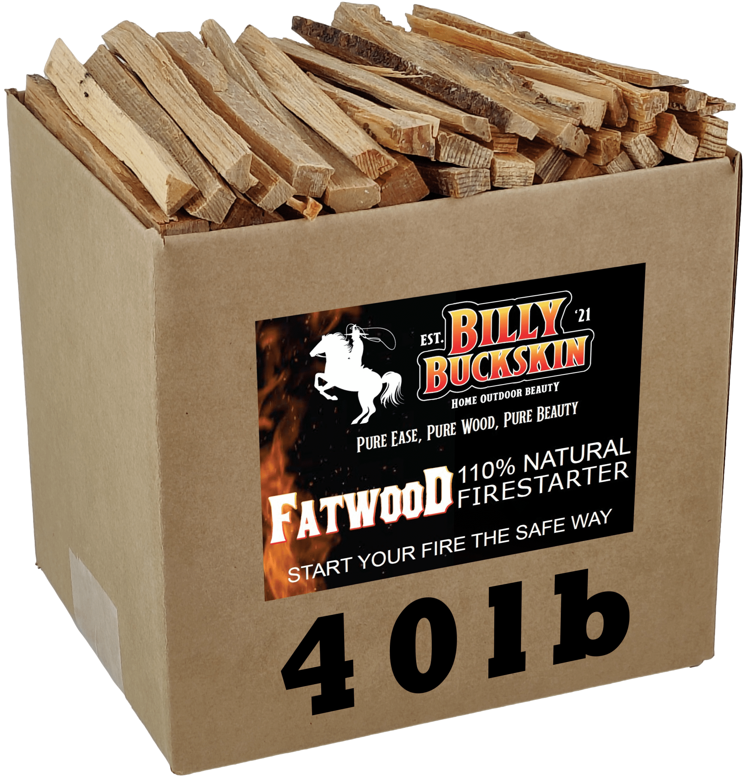 Billy Buckskin Co. 40 lb. Fatwood Fire Starter Sticks Easy & Safe
