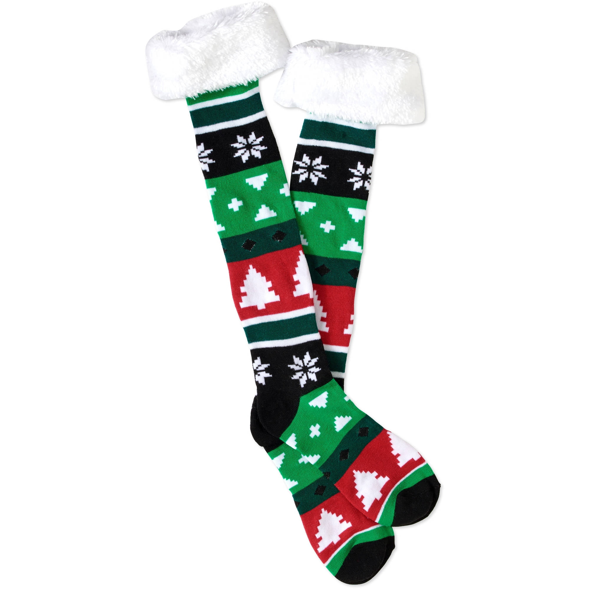 Christmas Knee High Sock with Faux Fur