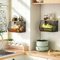 thumbnail image 3 of 3-Pack Stackable Wire Basket with Wood Lid - Wall Mounted Fruit & Vegetable Bowl for Kitchen, Potato & Onion Storage, 3 of 8