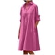 thumbnail image 2 of ICHUANYI Clearance Women Fashion Round-Neck Long Sleeve Casual Pocket Solid Long Maxi Dress(Hot Pink, M) ICHUANYI WER2023081006236, 2 of 7