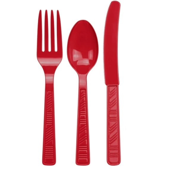 Disposable Red Combo Cutlery Set:48CT