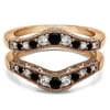 TwoBirch Vintage Style Filigree and Milgraining Contour Ring Guard In Sterling Silver With Black and White Diamonds (G,I2) (0.75ctw)